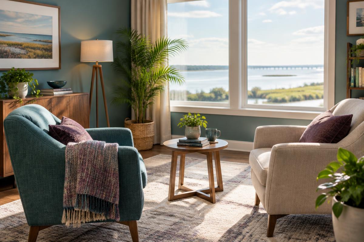 A comfortable private room for in-person counseling